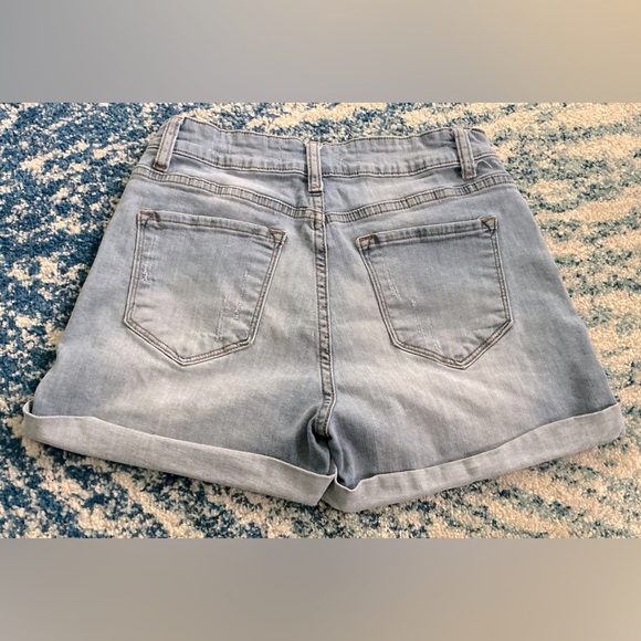 KanCan Blue Jean Shorts with Cuffed Hem and Distressed Look - Picture 7 of 9